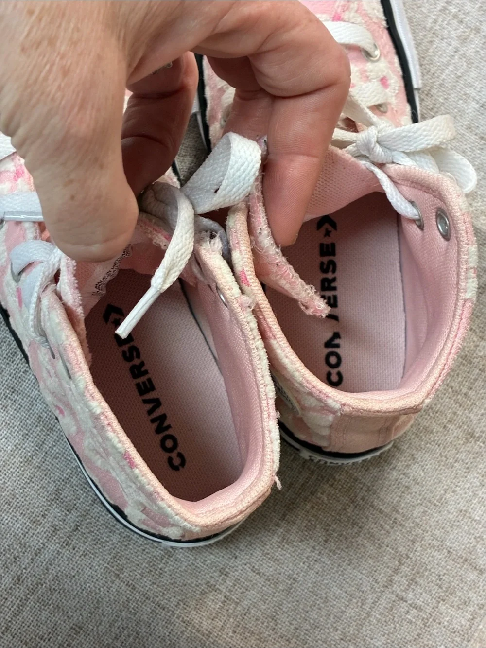 Converse All Star Lift Platform Floral Chenille High Tops in a light pink 🌸